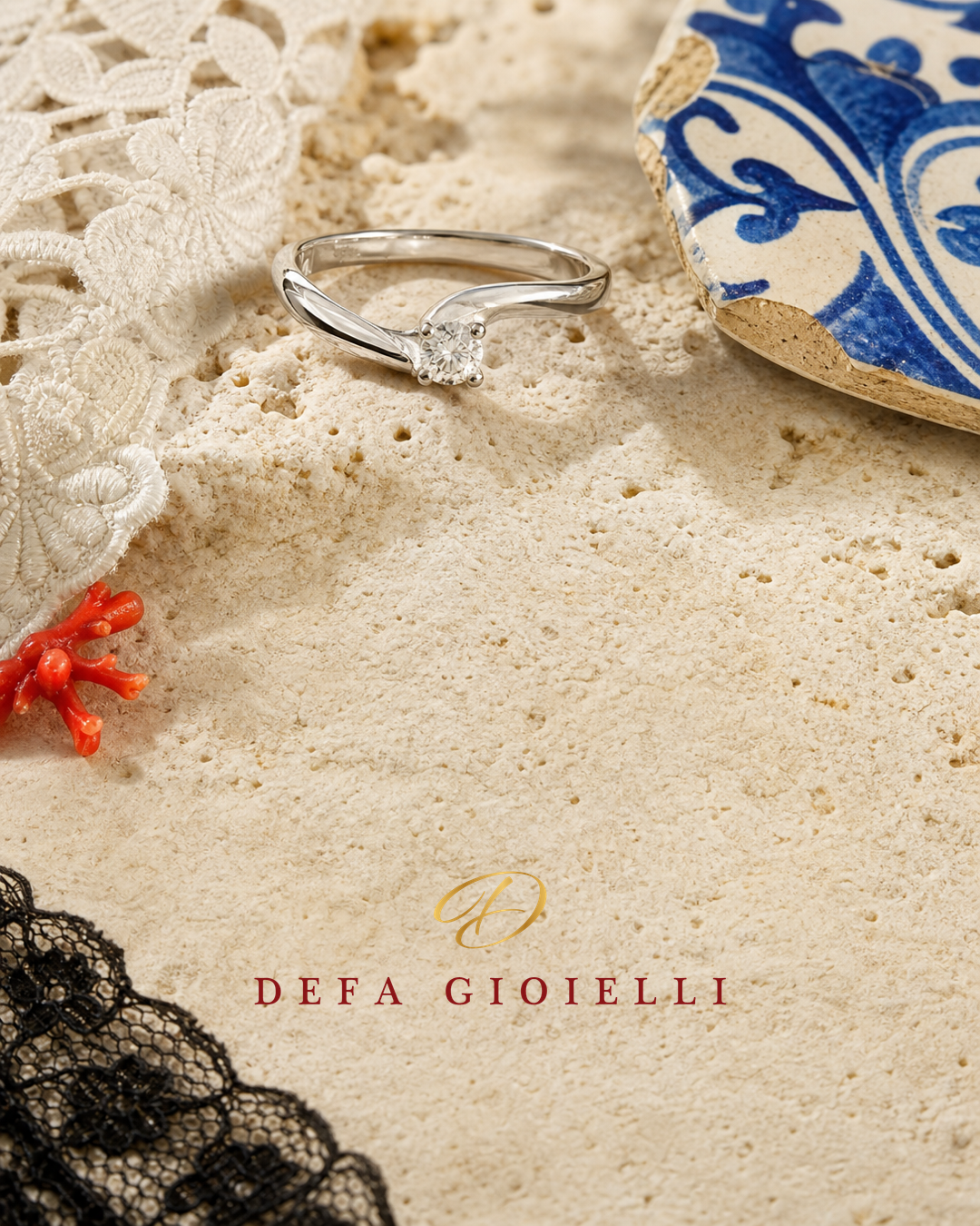 Solitario in oro bianco 18 kt con diamante - Still life