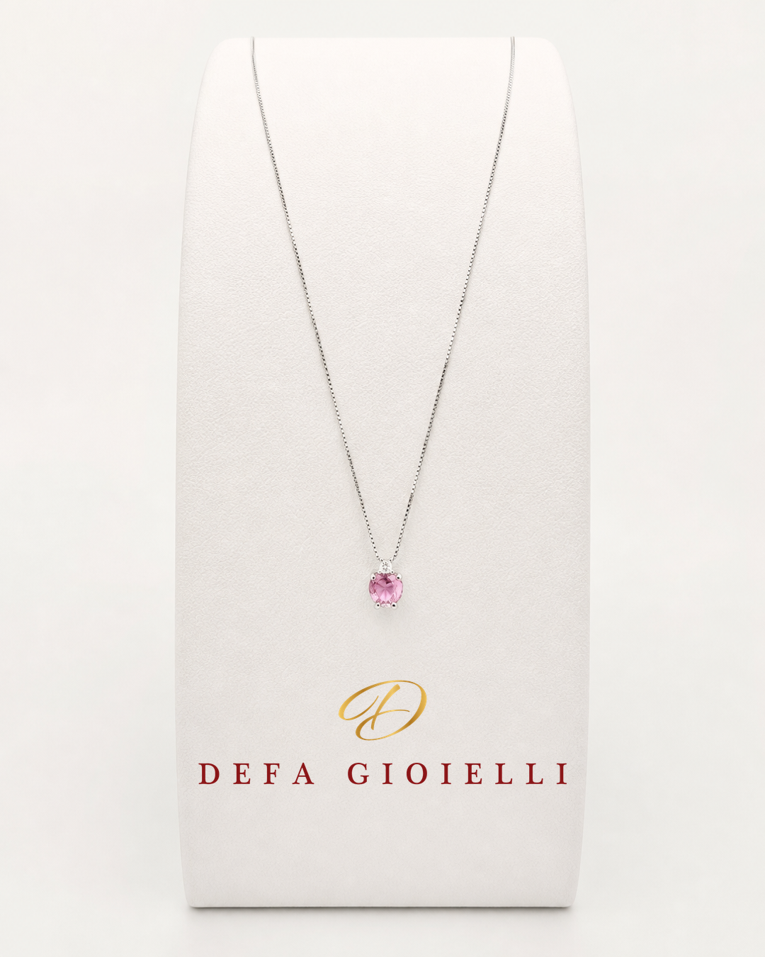 Ciondolo in oro bianco con diamanti e zaffiro rosa - E-commerce